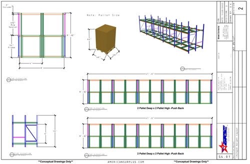 Push Back Rack CAD Drawing